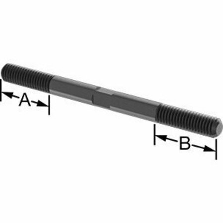 BSC PREFERRED Black-Oxide Steel Threaded on Both Ends Stud 3/8-16 Thread Size 5 Long 1-1/4 Long Threads 90281A644